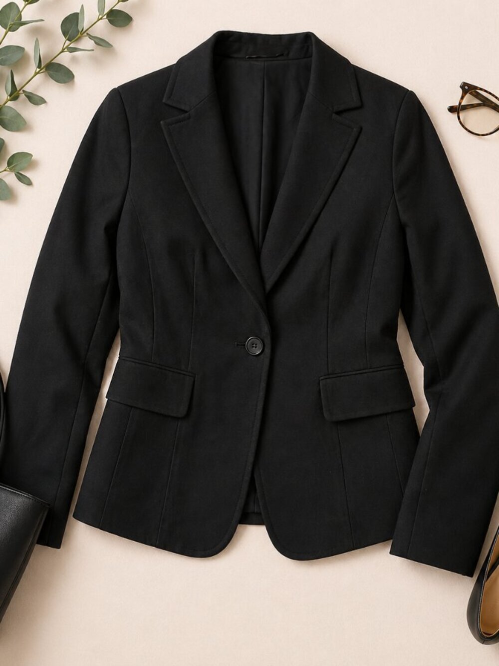Mix It Black Blazer Jacket Stretch Career Office Tailored Sz 12